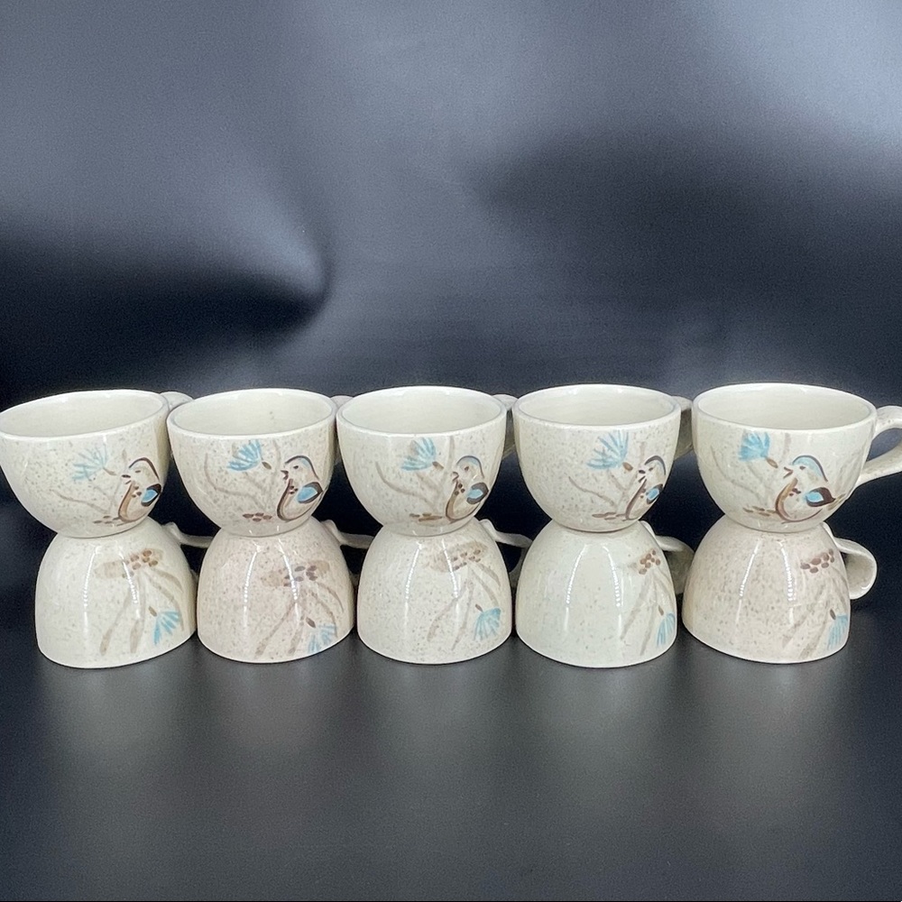 Bob White Red Wing Mid Century Tea/Coffee Cup With Bird Woodland Set of 10